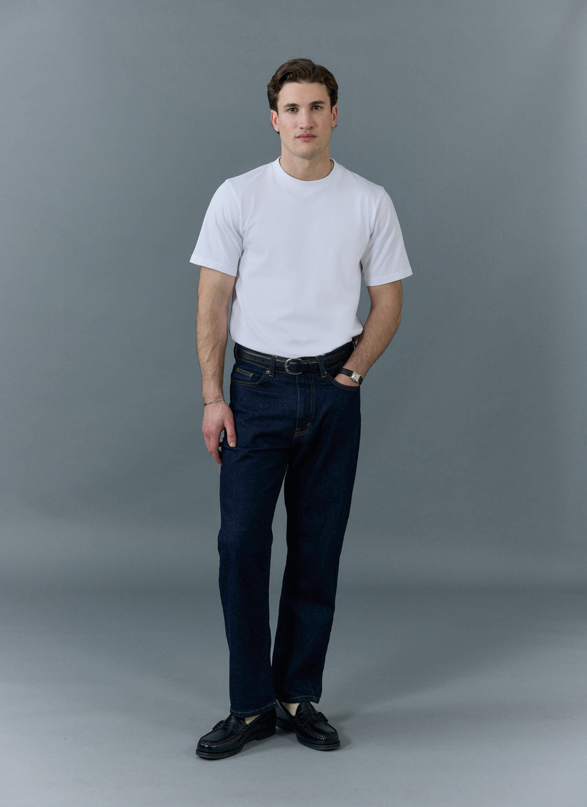 Men's Straight Leg Denim Jeans - BCI Cotton - Indigo Blue | Percival Featured