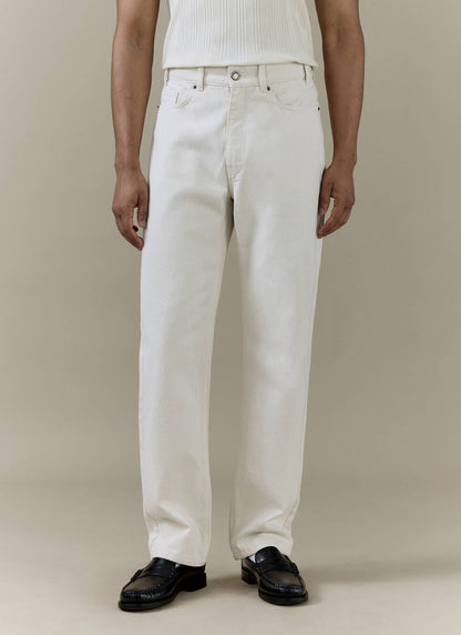 Men's Cream Straight Leg Denim Jeans - 100% BCI Cotton | Percival Everyday
