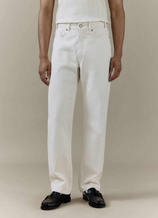 Men's Cream Straight Leg Denim Jeans - 100% BCI Cotton | Percival Everyday