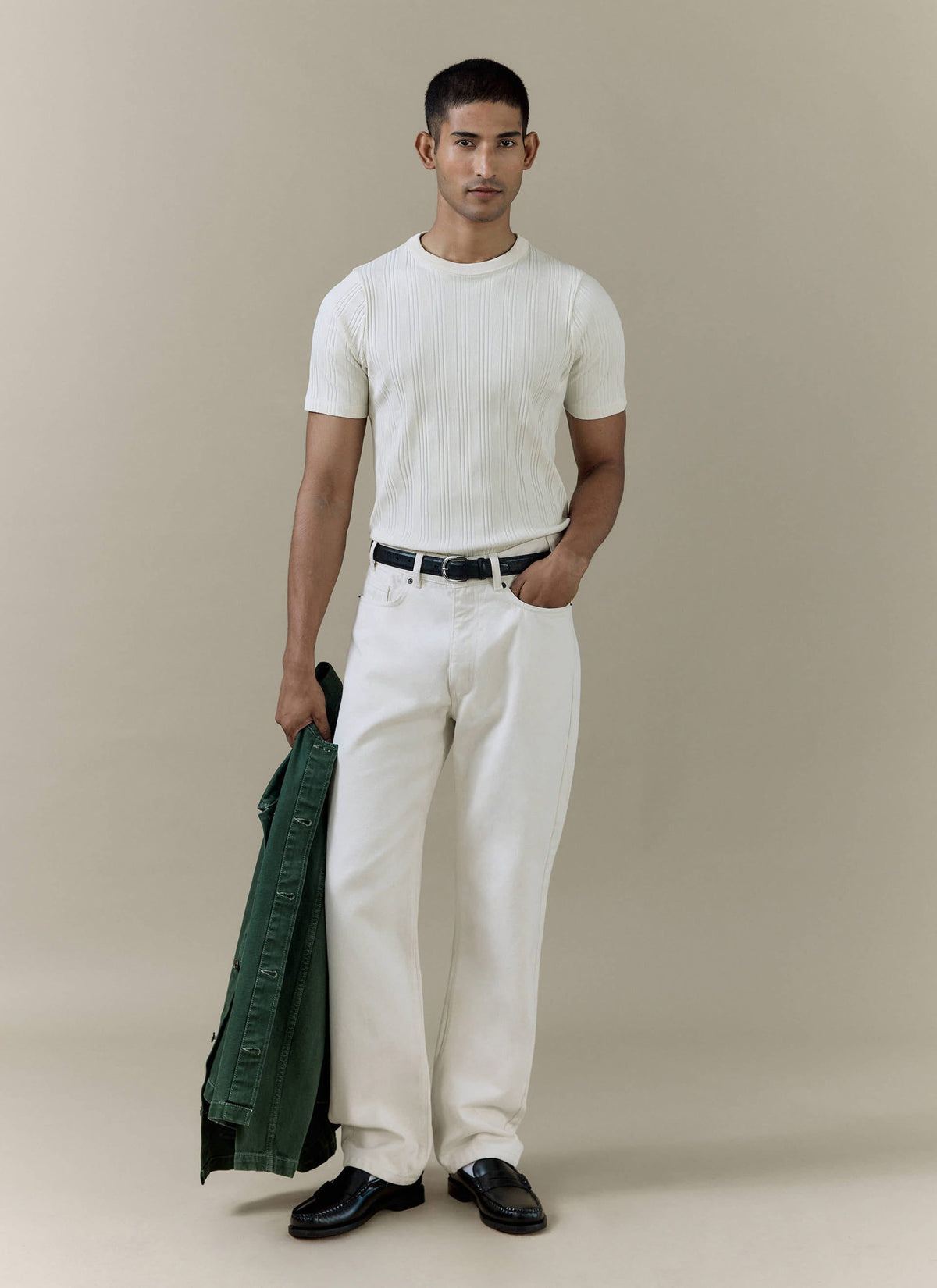 Men's Cream Straight Leg Denim Jeans - 100% BCI Cotton | Percival Everyday