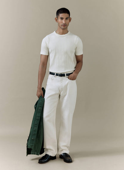 Men's Cream Straight Leg Denim Jeans - 100% BCI Cotton | Percival Everyday