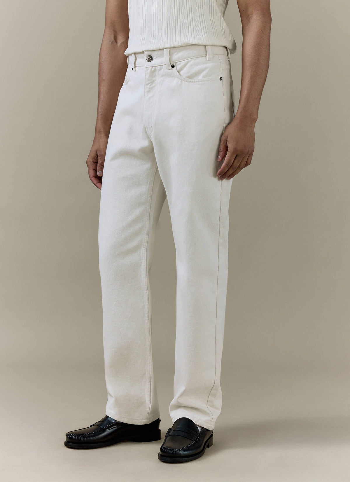 Men's Cream Straight Leg Denim Jeans - 100% BCI Cotton | Percival Everyday