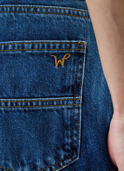 Men's Straight Leg Denim Jeans: Stay Press - Cotton - Mid Wash Blue | Percival Sale