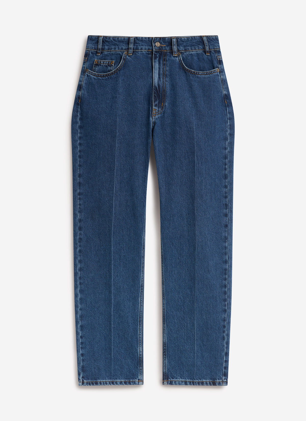 Men's Straight Leg Denim Jeans: Stay Press - Cotton - Mid Wash Blue | Percival Sale