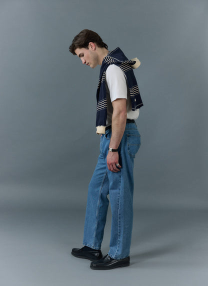 Men's Straight Leg Denim Jeans - BCI Cotton - Light Wash Blue | Percival New
