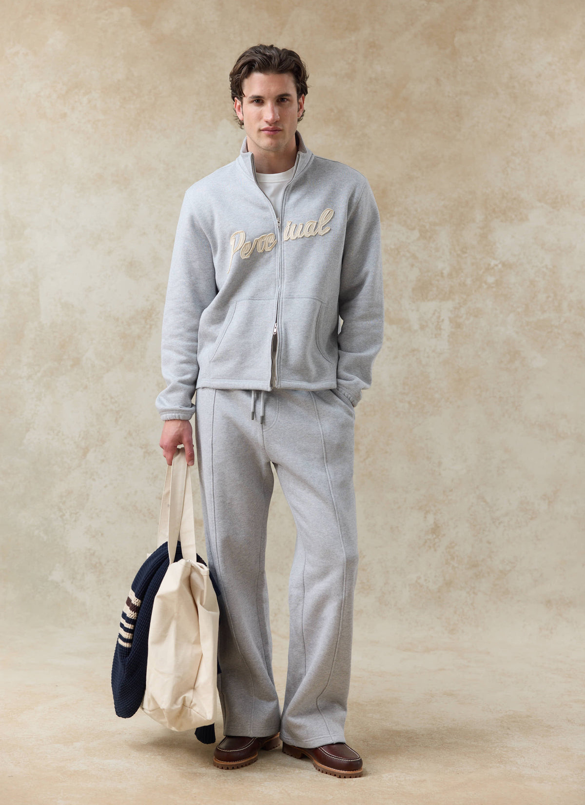 Men's Chronicle Straight Leg Trackpants - Grey Cotton Jersey | Percival Value
