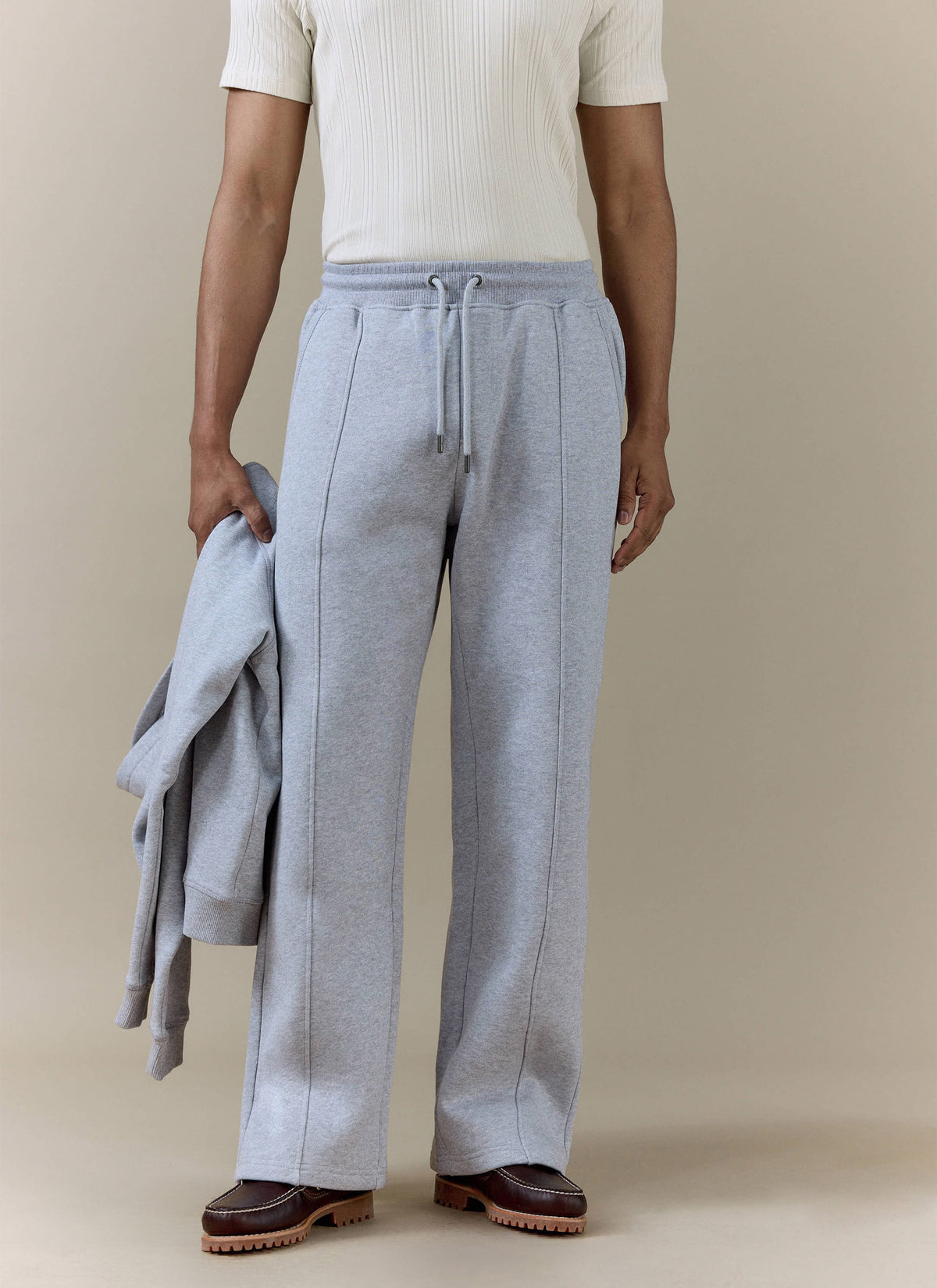 Men's Chronicle Straight Leg Trackpants - Grey Cotton Jersey | Percival Value