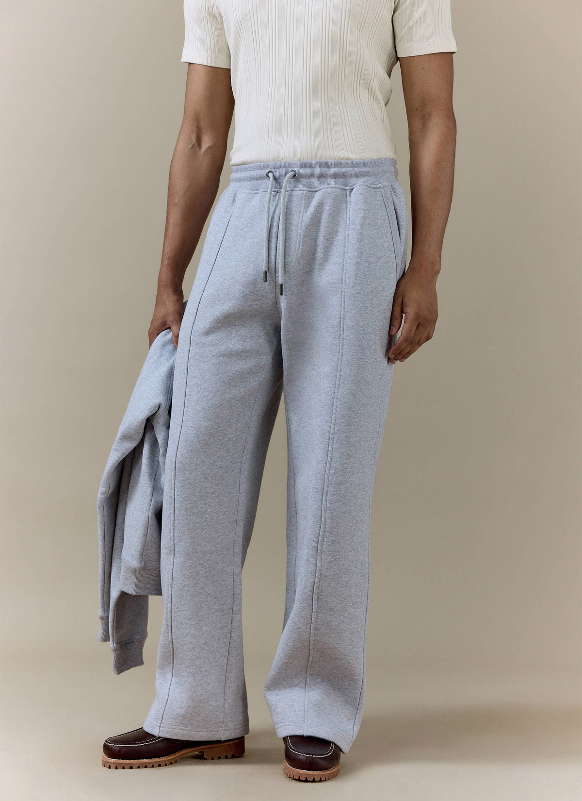 Men's Chronicle Straight Leg Trackpants - Grey Cotton Jersey | Percival Value