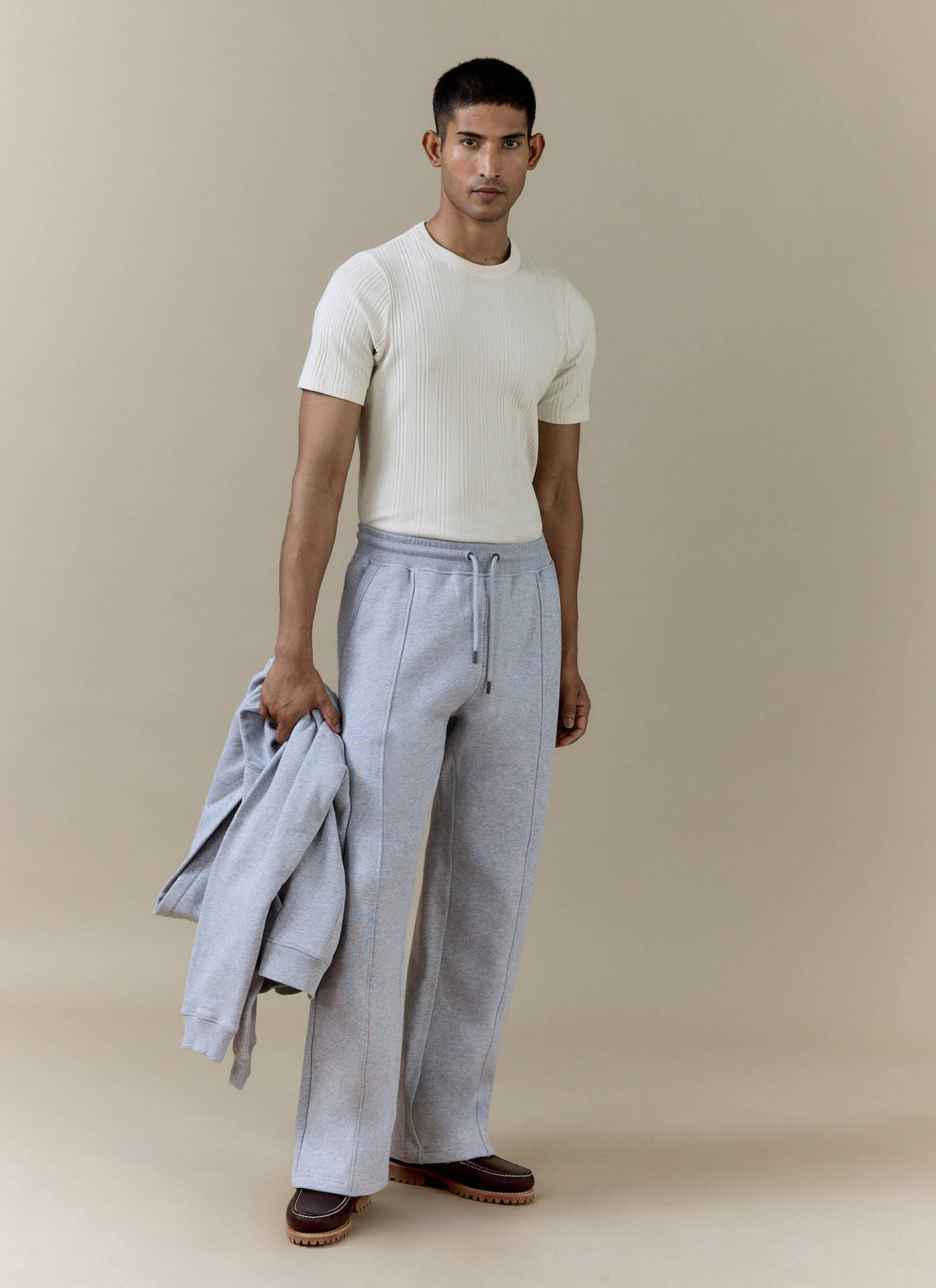Men's Chronicle Straight Leg Trackpants - Grey Cotton Jersey | Percival Value