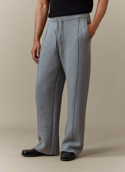 Men's Trackpants - Chronicle Knitted Straight Leg - 100% Cotton - Grey | Percival Premium
