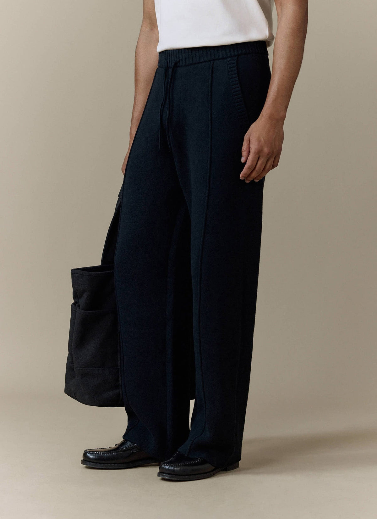 Chronicle Knitted Straight Leg Trackpants - Cotton - Black | Percival Signature