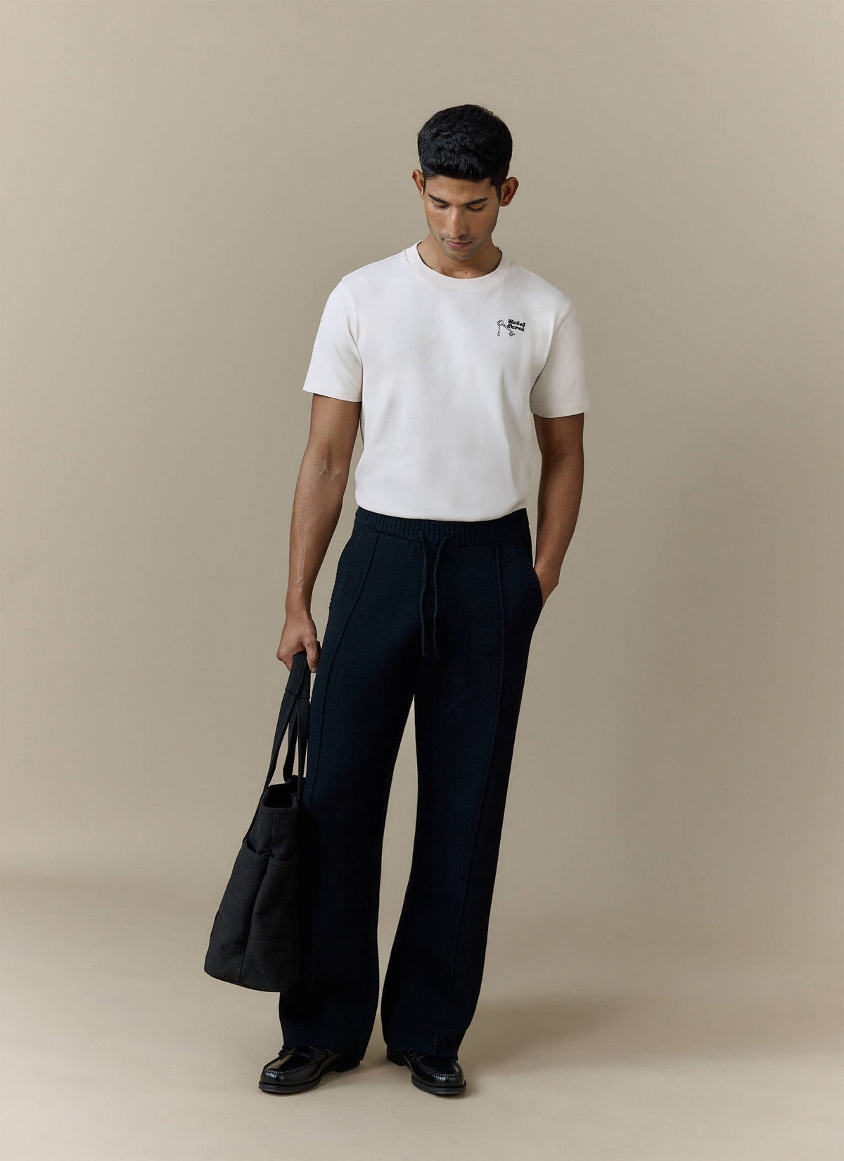 Chronicle Knitted Straight Leg Trackpants - Cotton - Black | Percival Signature