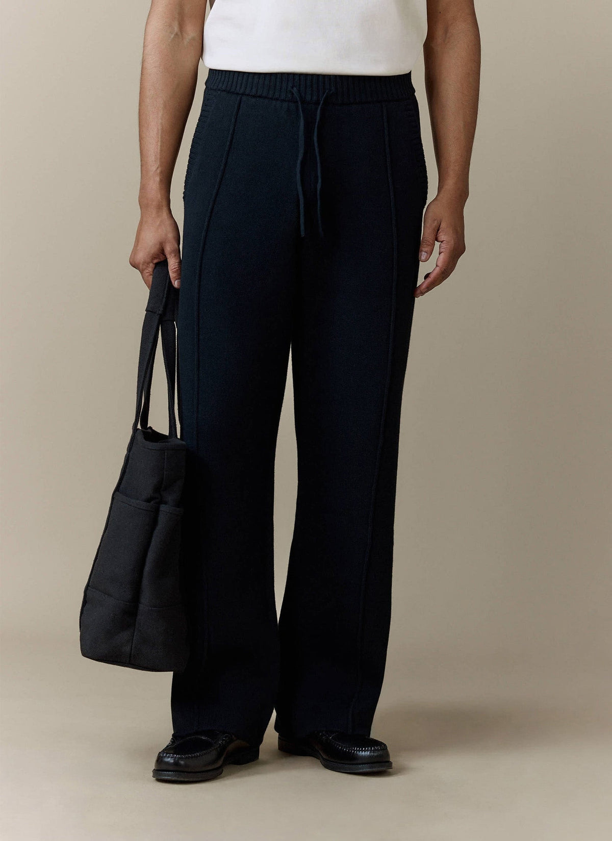 Chronicle Knitted Straight Leg Trackpants - Cotton - Black | Percival Signature