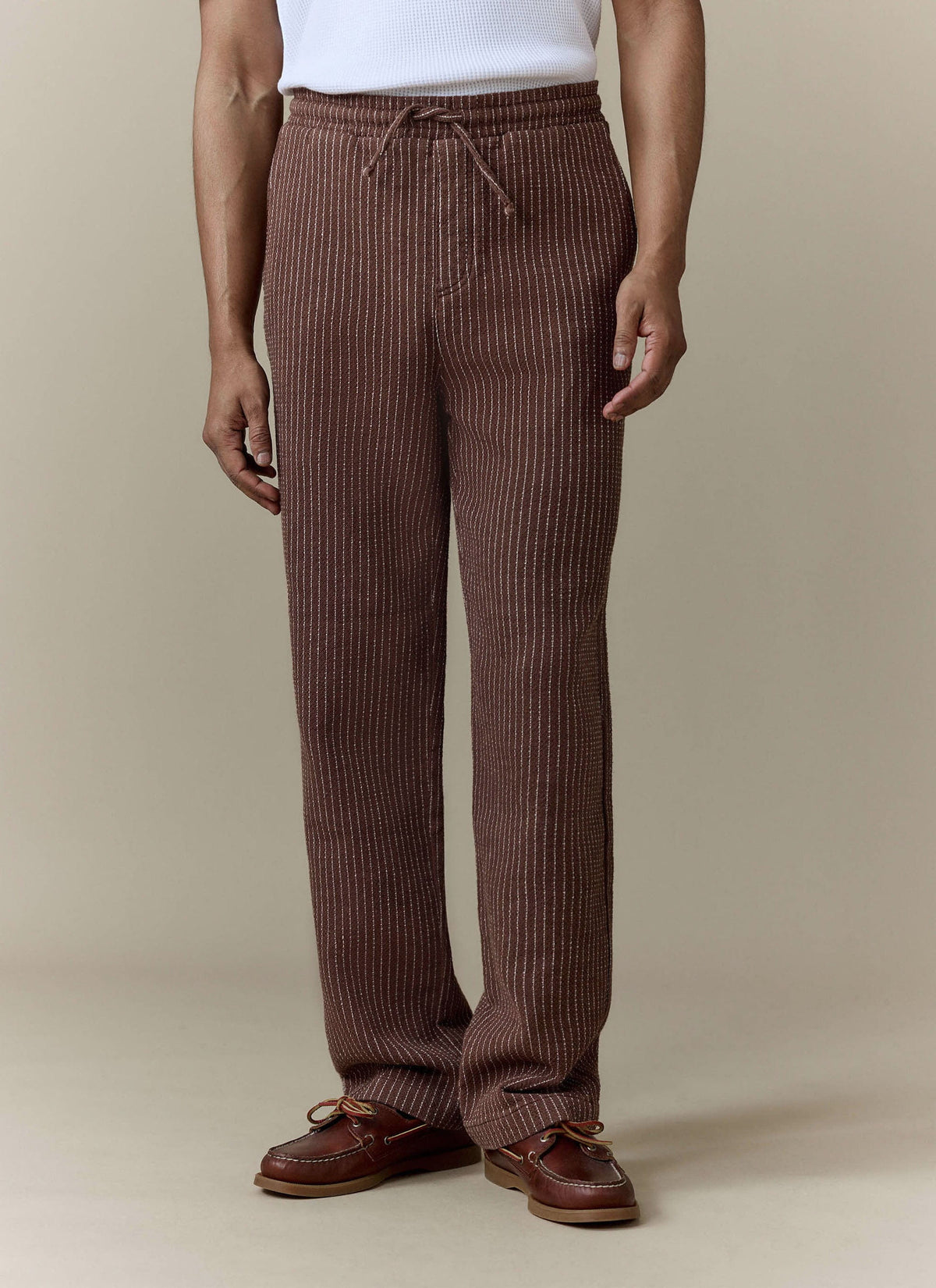 Men's Sorrento Wide Leg Trousers - Linen Cotton Blend - Brown | Percival Trusted