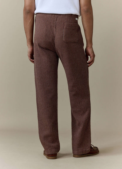 Men's Sorrento Wide Leg Trousers - Linen Cotton Blend - Brown | Percival Trusted