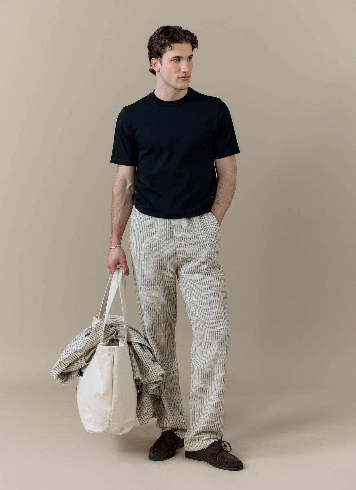 Men's Sorrento Wide Leg Trousers - Linen Blend - Ecru | Percival Latest