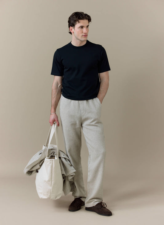 Men's Sorrento Wide Leg Trousers - Linen Blend - Ecru | Percival Latest