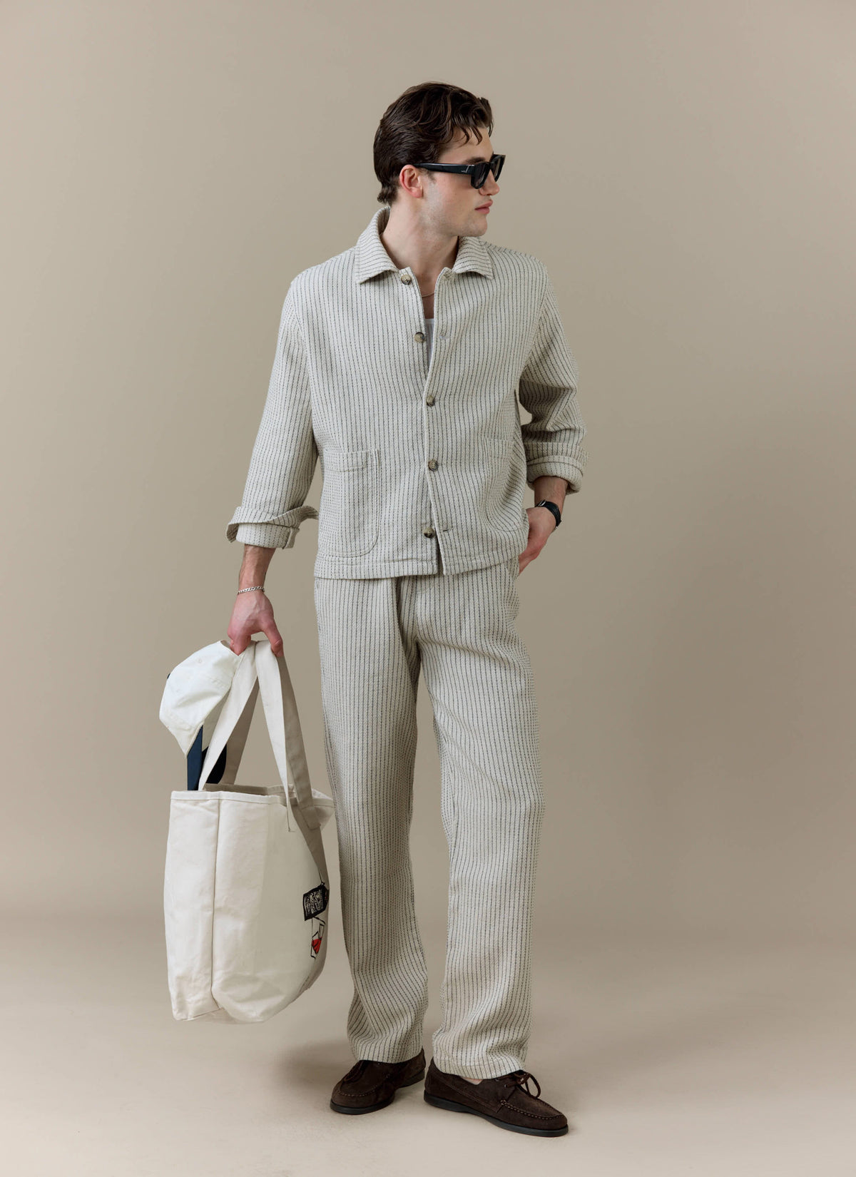 Men's Sorrento Wide Leg Trousers - Linen Blend - Ecru | Percival Latest