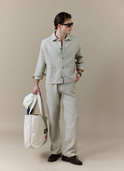 Men's Sorrento Wide Leg Trousers - Linen Blend - Ecru | Percival Latest
