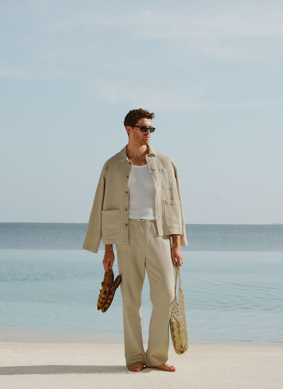 Sorrento Linen Trousers - Cotton Linen - Cream | Percival Signature