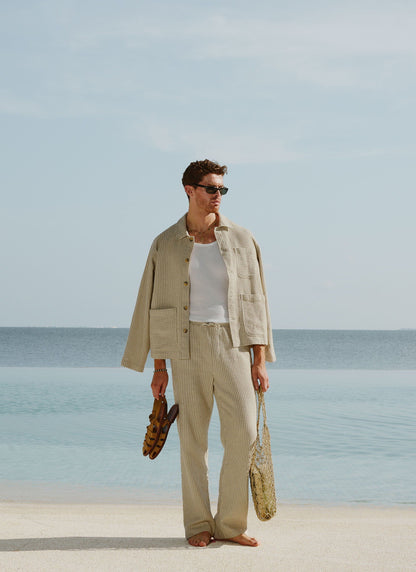 Sorrento Linen Trousers - Cotton Linen - Cream | Percival Signature