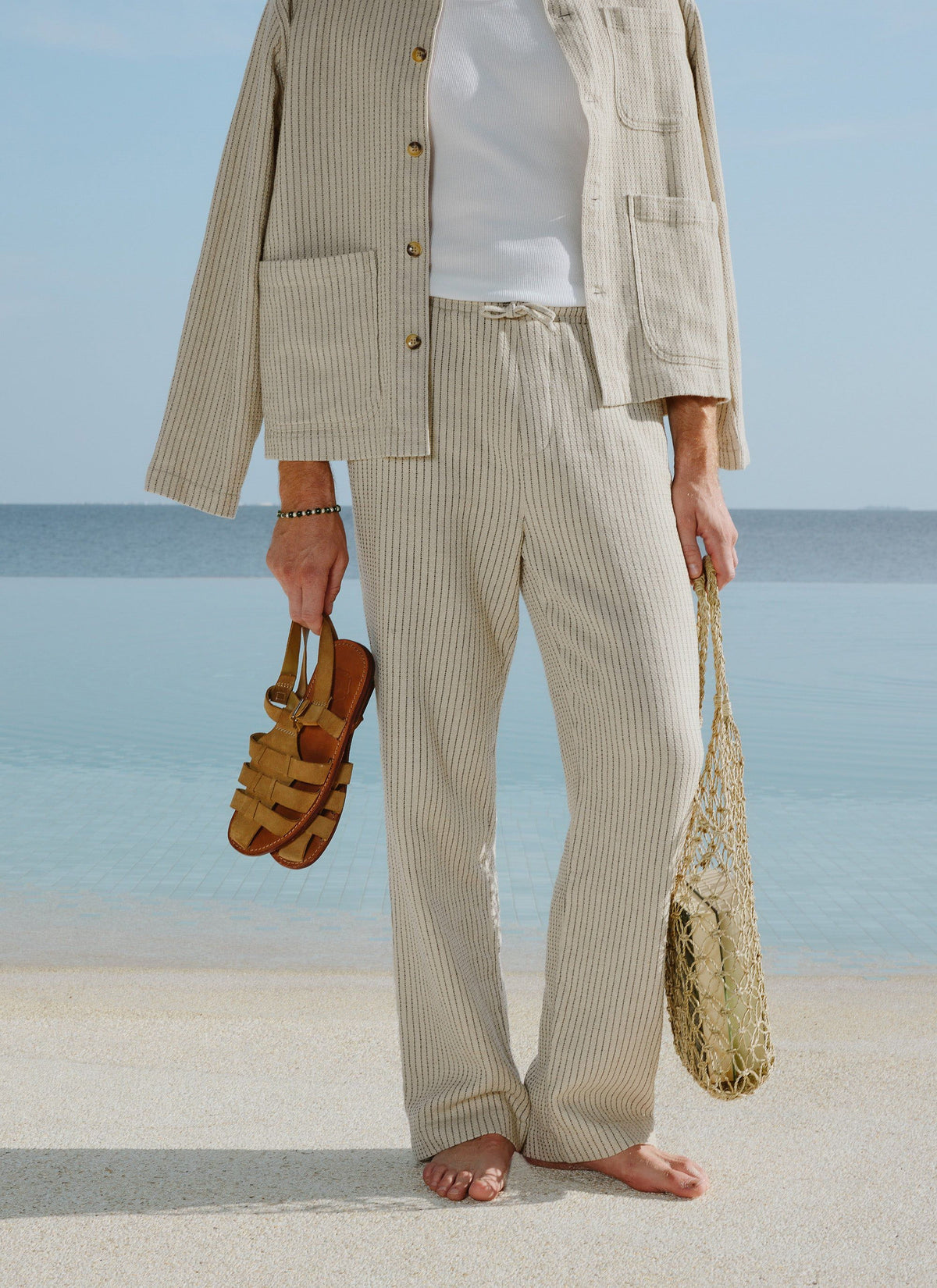 Sorrento Linen Trousers - Cotton Linen - Cream | Percival Signature