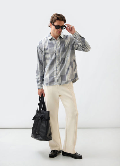 Chronicle Knitted Straight Leg Trackpants - Cotton - Cream | Percival New