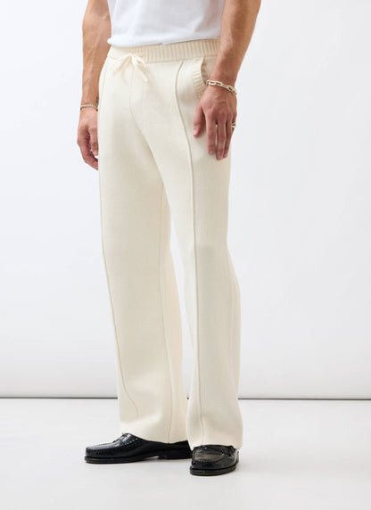 Chronicle Knitted Straight Leg Trackpants - Cotton - Cream | Percival New