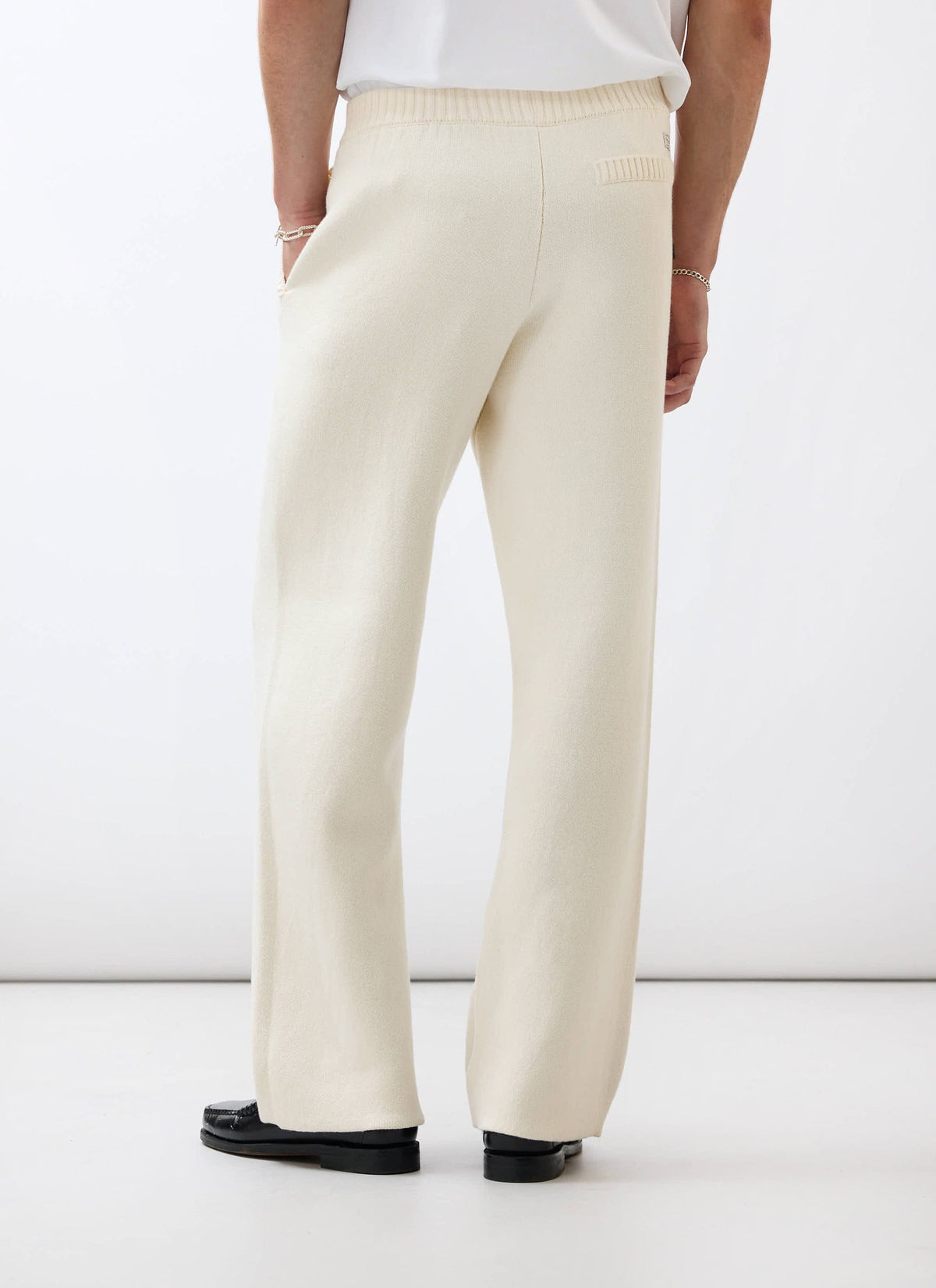 Chronicle Knitted Straight Leg Trackpants - Cotton - Cream | Percival New