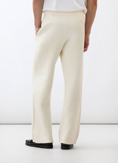 Chronicle Knitted Straight Leg Trackpants - Cotton - Cream | Percival New