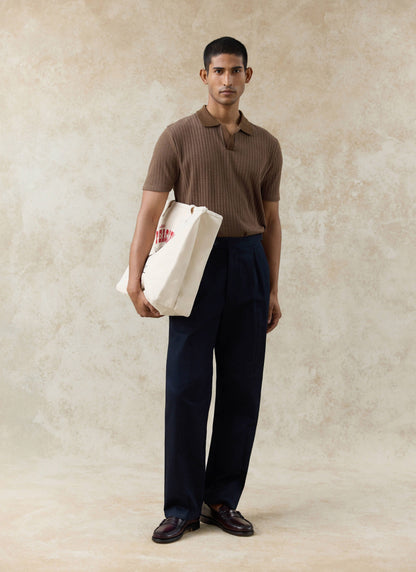 Men's Tailored Pleated Trousers - Cotton - Navy Blue | Percival Deals