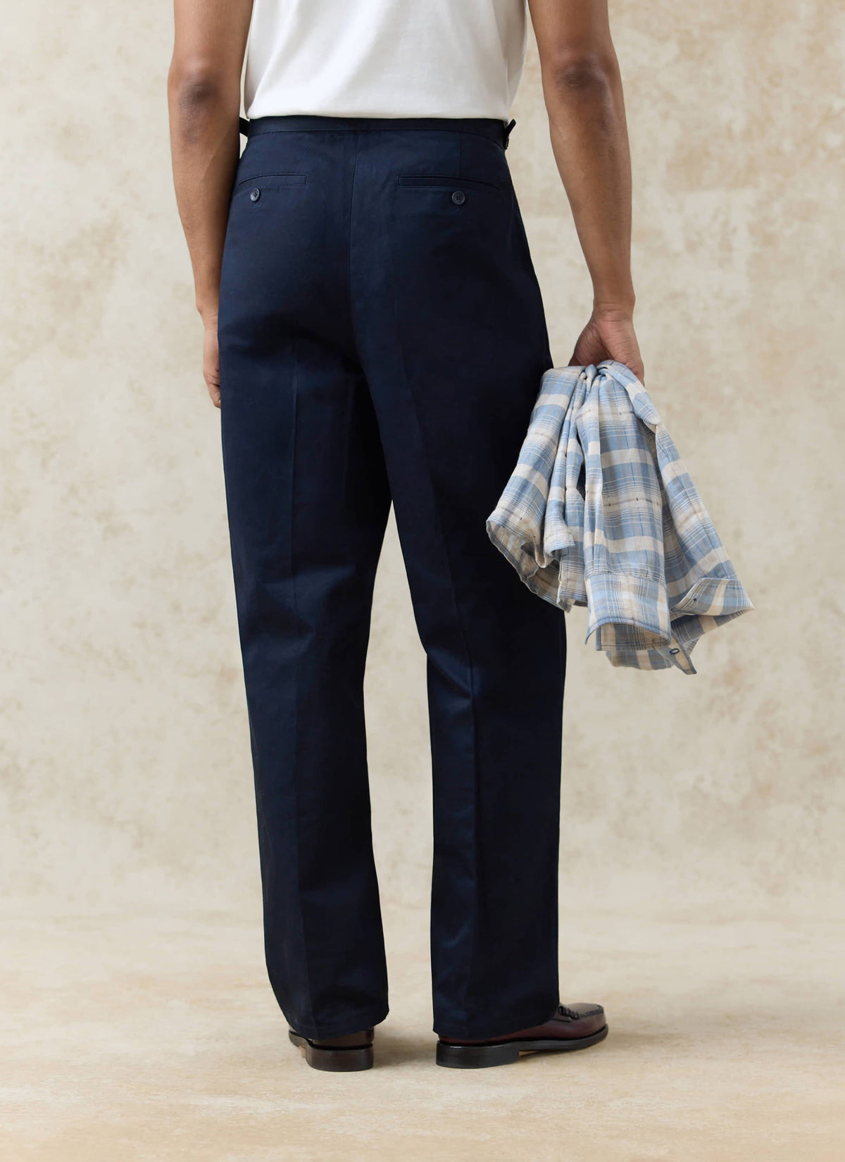 Men's Tailored Pleated Trousers - Cotton - Navy Blue | Percival Deals