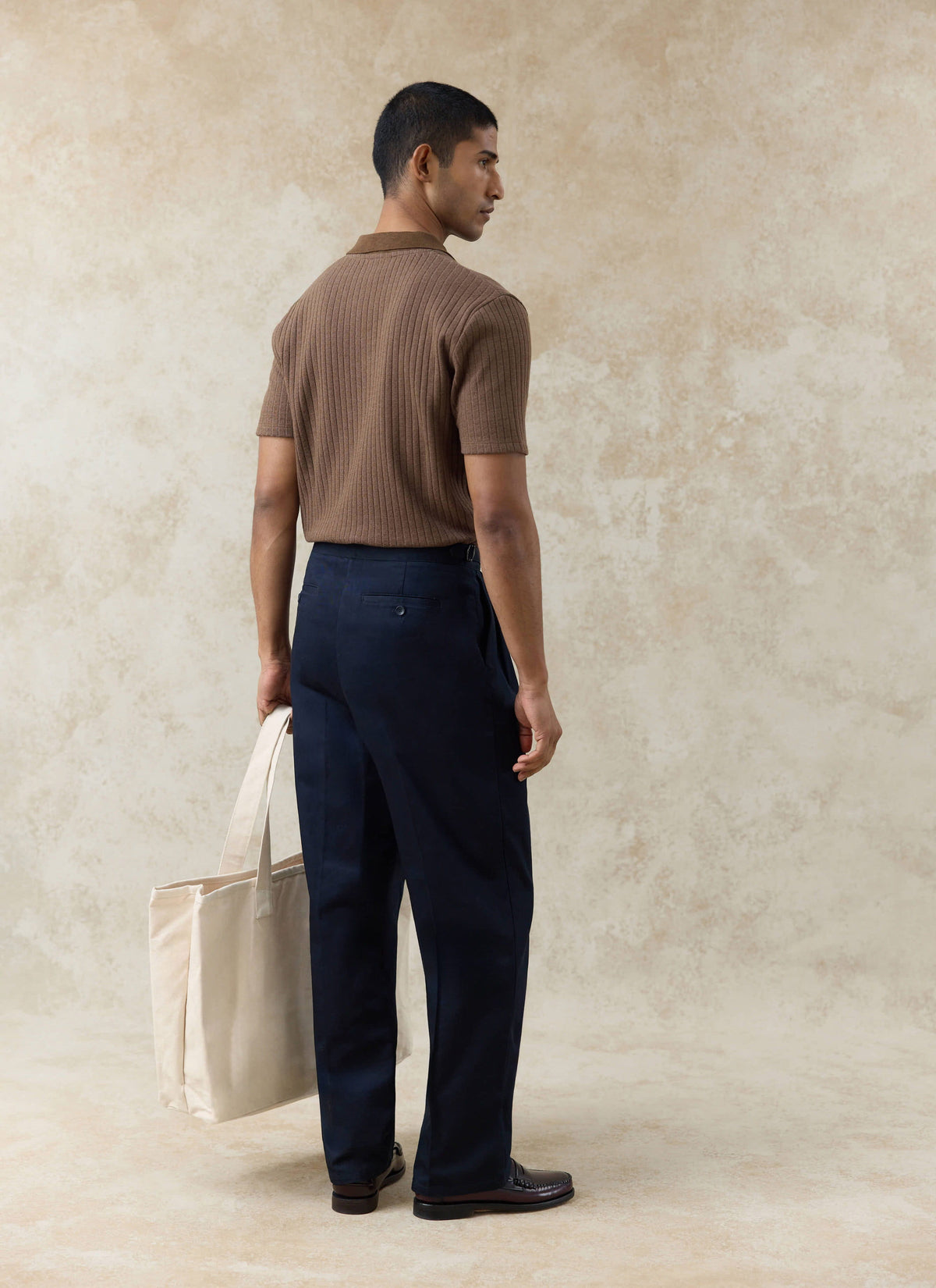 Men's Tailored Pleated Trousers - Cotton - Navy Blue | Percival Deals
