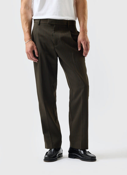 Men's Suit Trousers: Chapter - Pleated - Cotton - Forest Green | Percival Special Offer