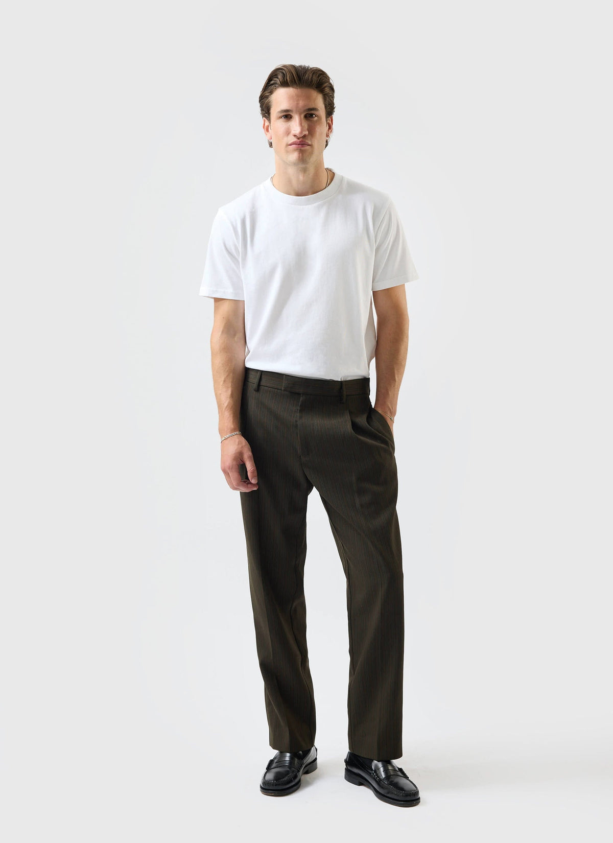 Men's Suit Trousers: Chapter - Pleated - Cotton - Forest Green | Percival Special Offer