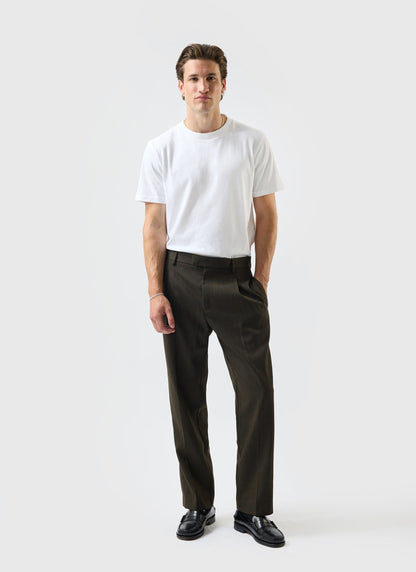 Men's Suit Trousers: Chapter - Pleated - Cotton - Forest Green | Percival Special Offer