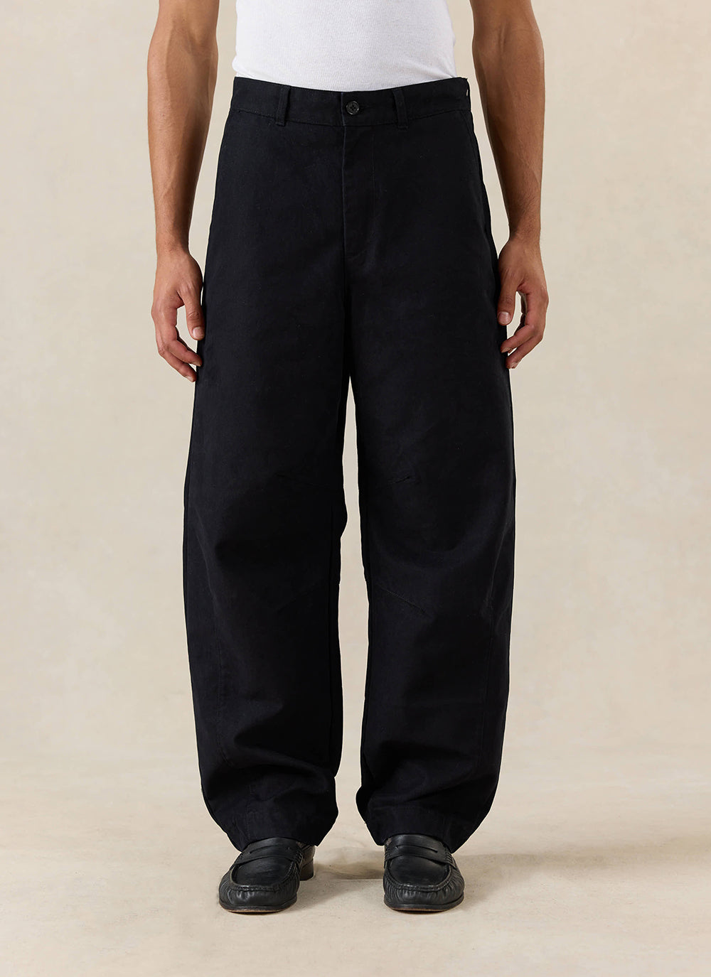 Men's Barrel Leg Trousers - Milo - Cotton - Black - Percival | Percival Special Offer