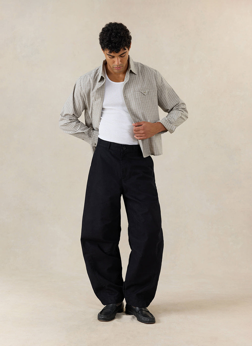 Men's Barrel Leg Trousers - Milo - Cotton - Black - Percival | Percival Special Offer