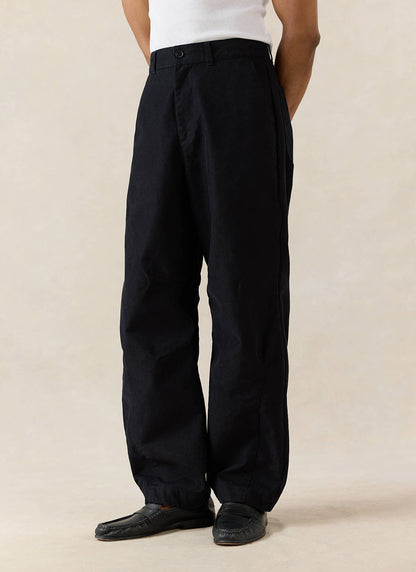 Men's Barrel Leg Trousers - Milo - Cotton - Black - Percival | Percival Special Offer