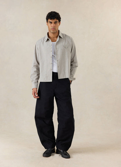 Men's Barrel Leg Trousers - Milo - Cotton - Black - Percival | Percival Special Offer