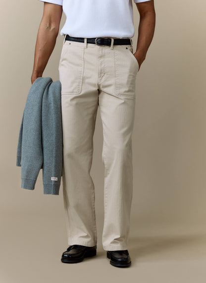Men's Carpenter Trousers - Cotton - Cream | Percival Discount
