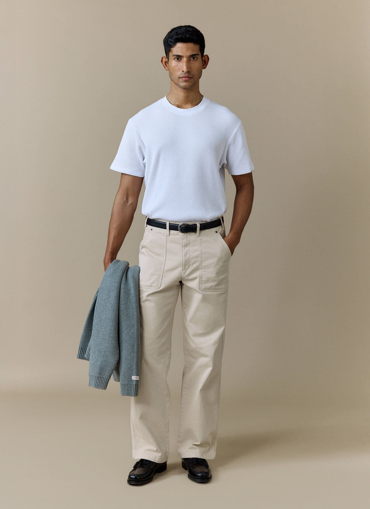 Men's Carpenter Trousers - Cotton - Cream | Percival Discount
