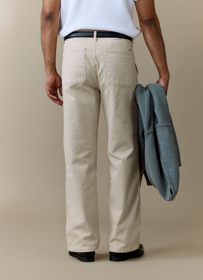 Men's Carpenter Trousers - Cotton - Cream | Percival Discount