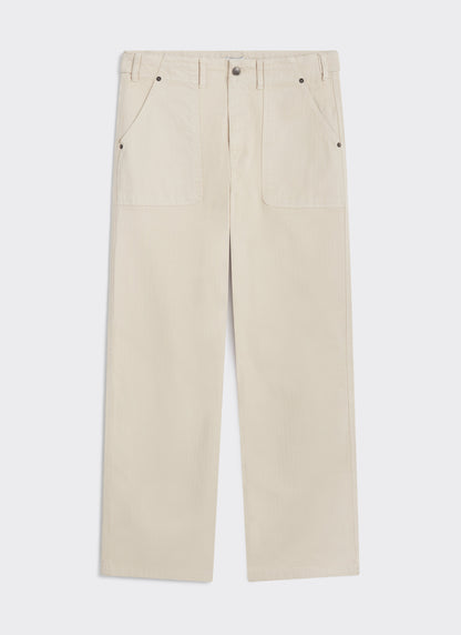Men's Carpenter Trousers - Cotton - Cream | Percival Discount