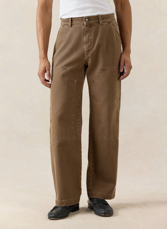 Men's Brown Carpenter Trousers - Straight Leg - Cotton - Percival | Percival Signature