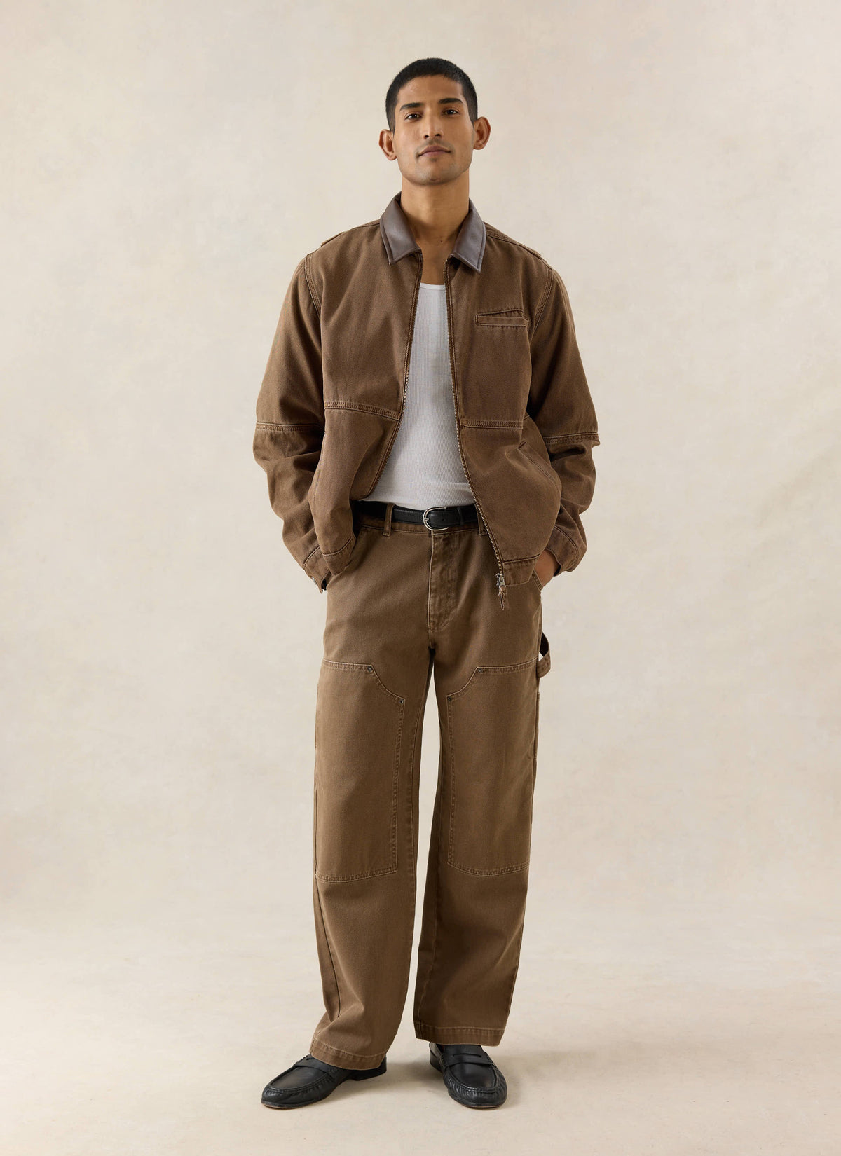 Men's Brown Carpenter Trousers - Straight Leg - Cotton - Percival | Percival Signature