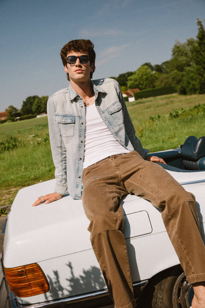 Men's Brown Carpenter Trousers - Straight Leg - Cotton - Percival | Percival Signature