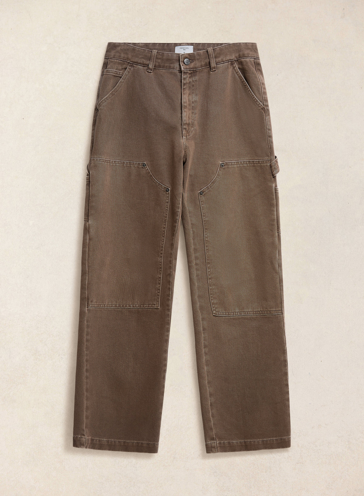 Men's Brown Carpenter Trousers - Straight Leg - Cotton - Percival | Percival Signature