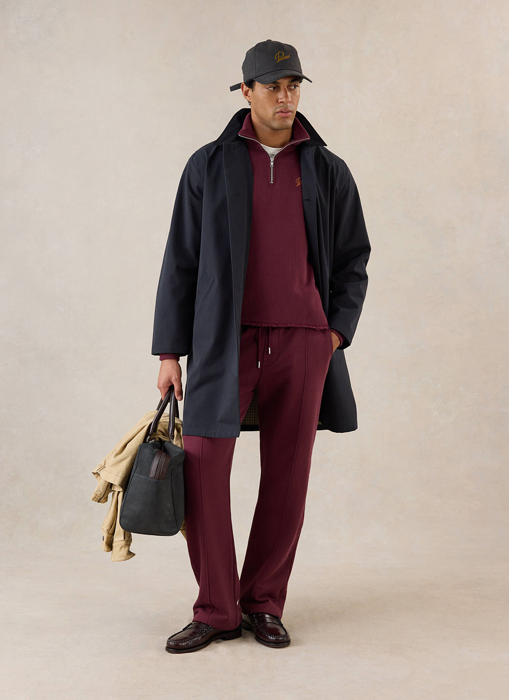 Men's Conrad Trackpants - Burgundy Cotton - Percival | Percival Signature