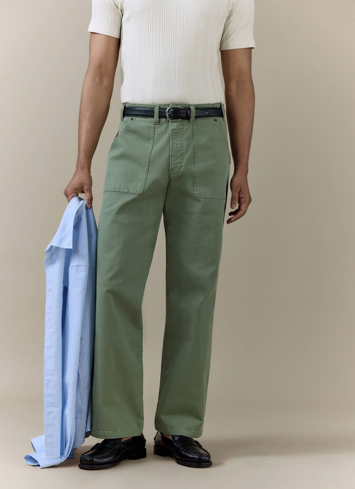 Men's Carpenter Trousers - Cotton - Sage Green | Percival Featured